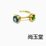 ブルートパーズとクロムダイオプサイトのイヤーカフ〈サージカルステンレス金具〉