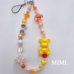 ビーズストラップ🧸💛スマホストラップ☁️ハンドストラップ🟡イエロー×オレンジ🧡✝️𖤐⡱¨̮* /MIMI. 