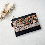 《特集掲載》刺繍リボンとフリルのポーチ・ブラック