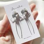 リボン ピアス/イヤリング（シルバー）