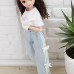 BIG SALE！ リカちゃん 用 セットアップ【ショートTシャツ＆リボンデニム】