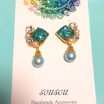 グリーンビジューのピアス♡イヤリング
