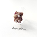 🍨🧸Teddy bear ring ✵ チョコマーブル くまさん  指輪   フリーリング  