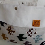 かもめシルエット☆たっぷりトートバッグ☆帆布＆本革タグ