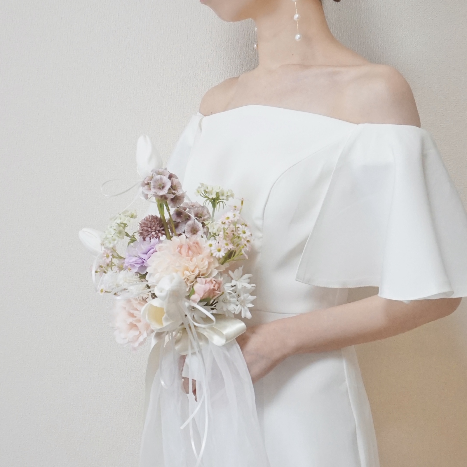 ウェディングブーケ バレエコアブーケ アーティシャルフラワー前撮り 結婚式 White x Pinkのバレエコアブーケ♡前撮り/ウェディング - fleur et
