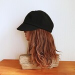 綿麻のふんわりキャスケット【ブラック】