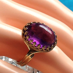 再々・・販・・2月の誕生石・・高貴な色アメジスト ring（２３号まで対応・アンティークゴールド）