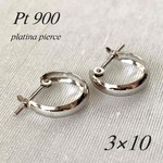 地金＊プラチナ【3×10mm 月甲フープピアス】Pt900刻印入 日本製 ペア