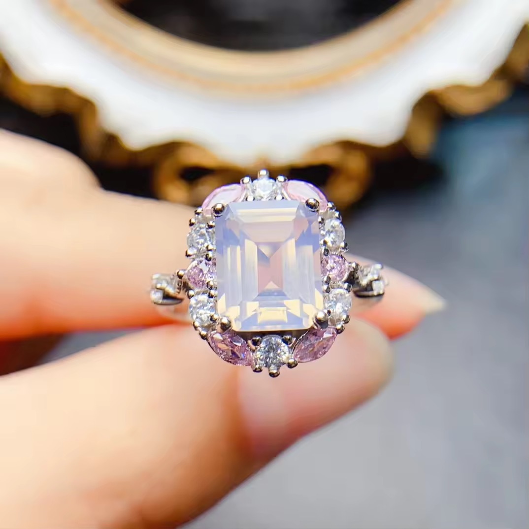 〖amethyst〗天然 ラベンダー アメジスト ピンク 豪華 ヘイロー 取り巻き 綺麗 指輪 リング シルバー925 天然石
