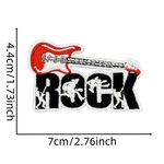 ギター ロックバンド ドクロ ワッペン アップリケ アイロン対応 1枚入り 入学 入園