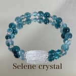 水晶　九眼天珠　ブルーカルセドニー　ブレスレット　　　天然石ブレスレット　Selene crystal