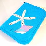 お薬手帳ケース☆シェルとスターフィッシュ（ターコイズブルー）お薬手帳カバー