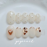 NO.004ネイルチップ つけ爪  ショートオーバル ニュアンス 【サイズ変更可能】バレンタインハート