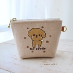 トイプードル刺繍ミニポーチ　再販