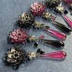  芳月下美人 PINK×BLACK🩷🖤 揺れる ピアス イヤリング