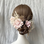 【送料込み】ダリア　2wayヘアクリップ　水引アレンジ　髪飾り　Ｕピン　ヘアアクセサリー　和装　成人式　卒業式　ドライフラワー 
