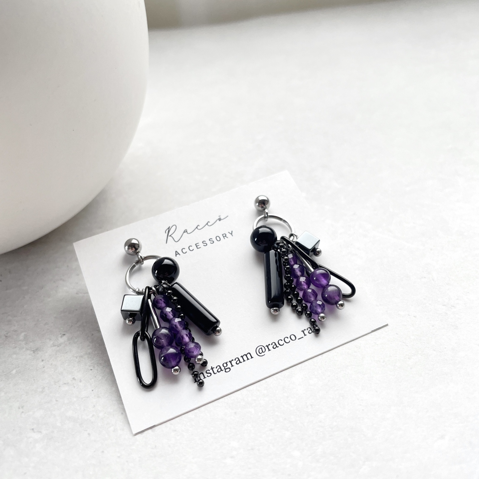 plenty pierce (アメジスト×オニキス)ステンレスピアス