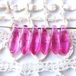 ダガー　ピンク（若干濃い）　チェコビーズCzech Glass Beads６個