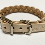 ヌメ革三つ編み首輪（名前入り）小型犬用