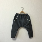 80㎝★セーラー風サルエルパンツ/ブラックストレッチデニム