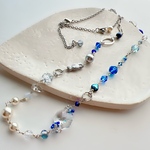 🌟new💙パールとブルービーズのロングネックレス　＊chamcuru ＊