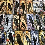 カラスのステンドグラス🐦‍⬛紙ものセット＊コラージュ素材＊ジャンクジャーナル