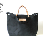 受注生産　8号帆布×ヌメ革　トートショルダーバッグ　Col:Black