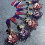芳月下美人 紫×ピンク💜🩷揺れる ピアス イヤリング