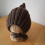 〈即納〉手編みのピクシーボンネット　子供帽子　ベビー帽子　ニット帽
