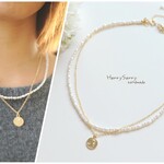 〈再販2〉3way♪ パール、コインプレートの二連ネックレス☆