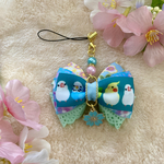 大人可愛い☆和柄☆桜☆春☆セキセイインコ☆文鳥☆オカメインコ☆鳥☆リボンストラップ☆キーホルダー☆桜チャーム付き☆プレゼント☆
