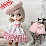 『私のお気に入り❤︎My favorites set（ピンク）』ワンピース、ファーケープ、ツイードベレー帽3点セット/ブライスアウトフィット