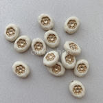 12pcs ベージュ アンティークビーズ フラワー オーバル