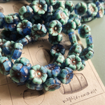 【6コセット】JIRI＊IVANA#czech beads#チェコビーズ　flower12㍉ turquoise＊cobalt irregular mixassort/copper