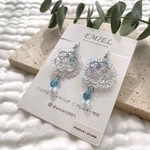 再販♥送料込【SWAROVSKI】3月誕生石アクアマリン＆青紫MIXレースのピアス(230)