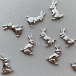 🐰6pcs うさぎ シルバー  貼り付けパーツ メタルパーツ 