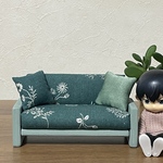ミニチュアソファー　木部分はピスタチオグリーン　★ミニミニ　ブルーグリーン★