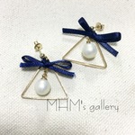 ＊コットンパールのリボンピアス＊