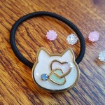 ヘアゴム　猫のハート