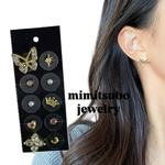耳ツボjewelry 耳ツボシール　貼るピアス　耳つぼアクセサリー　チタン粒　蝶　リボン　ゴールド