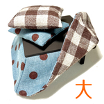 こたつ大「チョコミント水玉とブラウン綿麻チェック」セット（8cm角）　オビツ11・ねんどろいどどーる