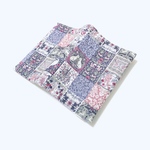 ブックカバー 文庫本サイズ　花と動物パネル　パープル