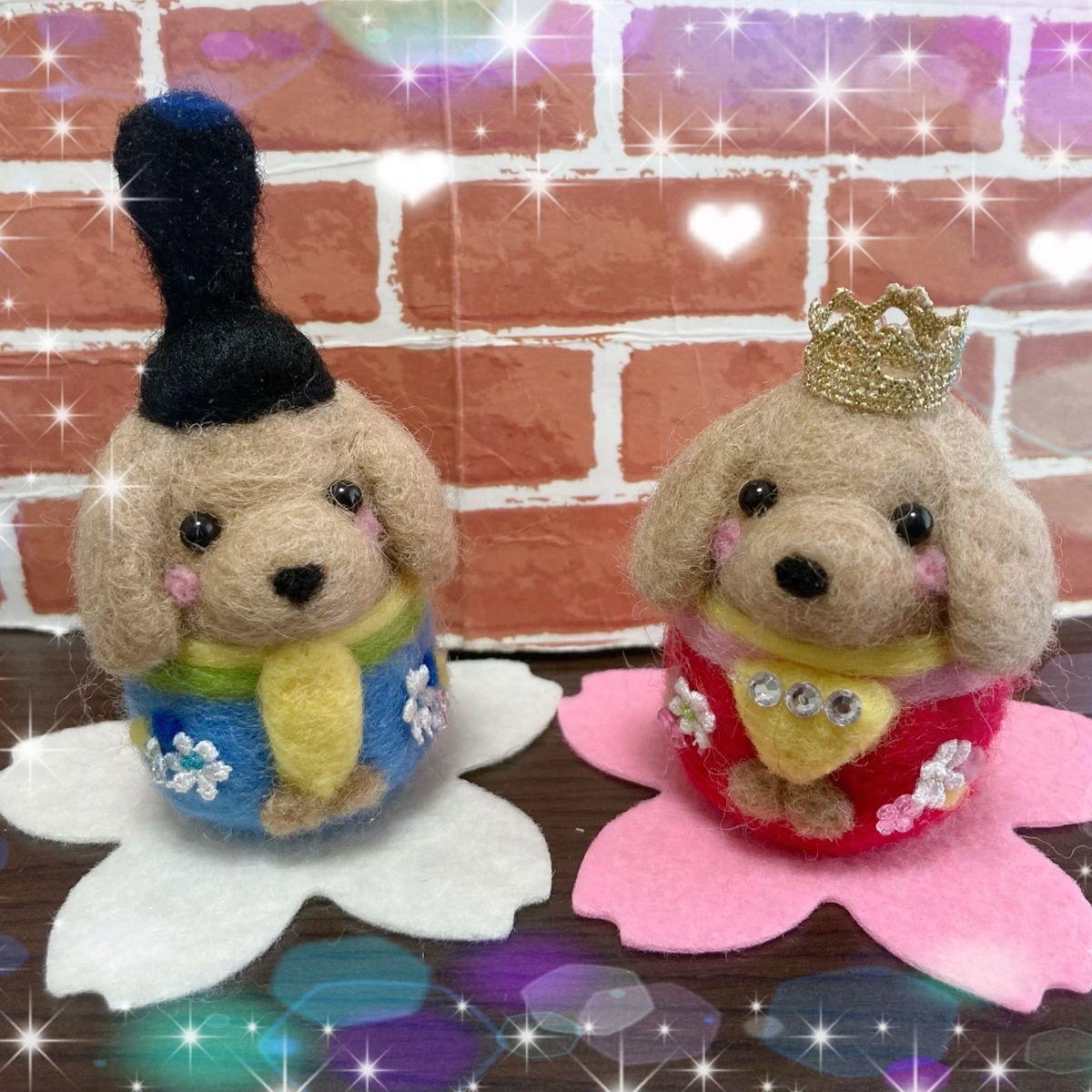 (専用)  羊毛フェルト  桃の節句  トイプードルちゃんのひな祭り飾り 専用) 羊毛フェルト 桃の節句 トイプードルちゃんのひな祭り飾り