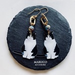 【1/23 bristolcream様専用◆御売約】　　PP666-5 ハチワレ黒猫&レガライトMOSAIC*天然石ピアス  ｽﾃﾝﾚｽ   *送料無料* イヤリング＆樹脂ピアス交換OK