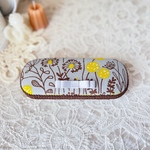 メガネケース 北欧花柄 ブルーグレー