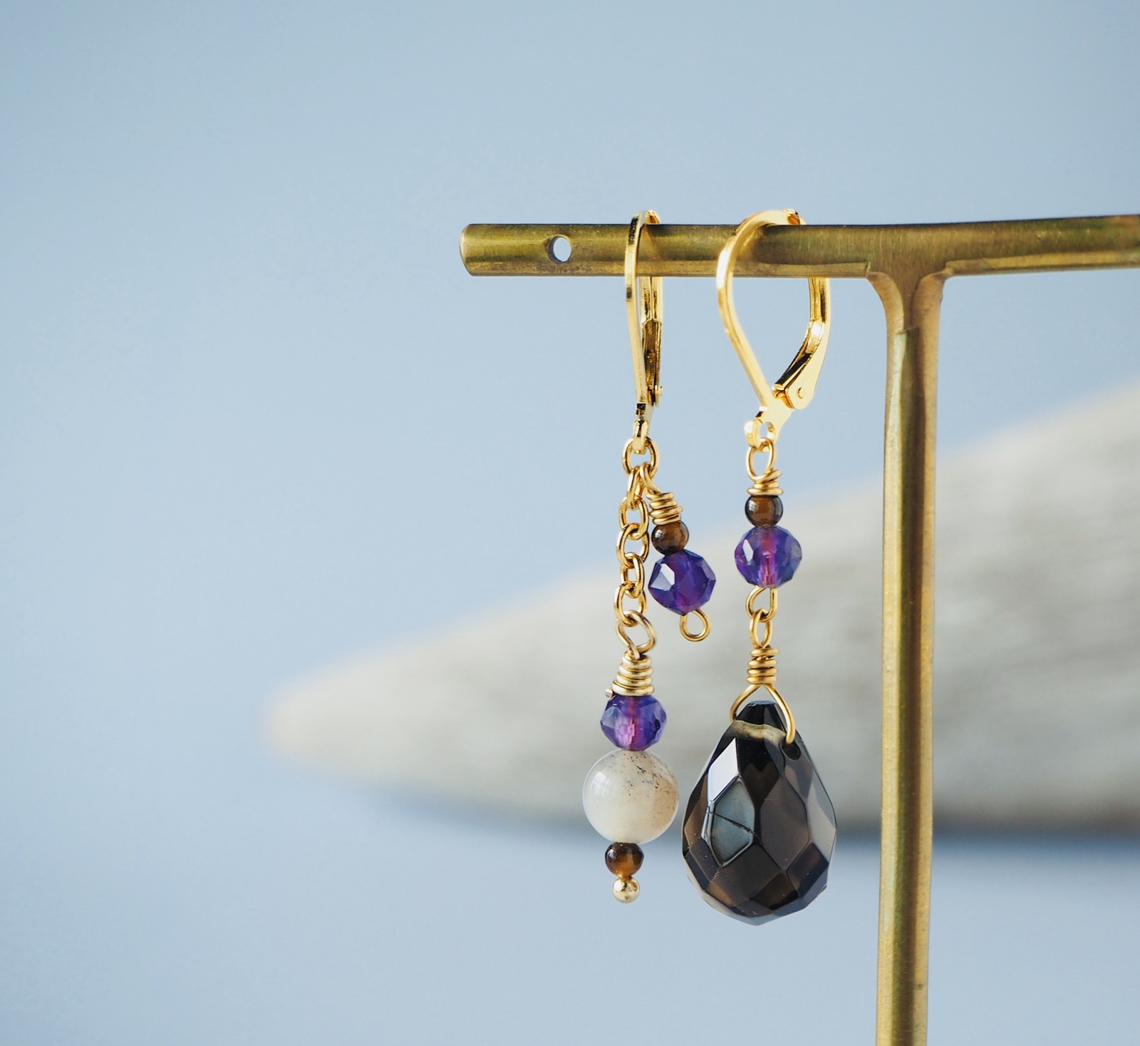 アメジスト ラフロック 原石ピアス｜大人シンプル・天然石アクセサリー