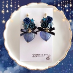 ［星屑シリーズ］夜空のハートローズ　耳飾り