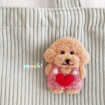 オーバーオールわんこ♡バレンタインブローチ　トイプードル