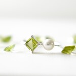 【数量限定】ペリドット×パールのシルバーリング《送料無料》天然石