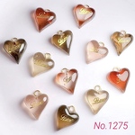 No.1275チャーム・ペンダントトップ♪ハート♪チョコレートカラー♪レジンのアクセサリーパーツ♪